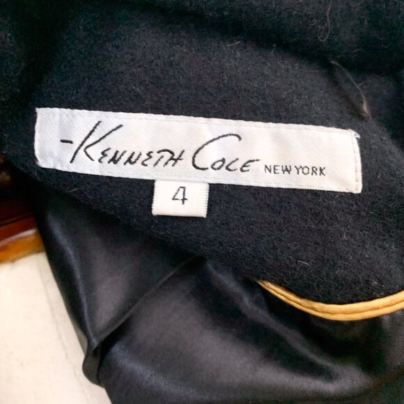 Kenneth Cole Black Wool Blend Trench Coat Size 4 - Picture 11 of 13